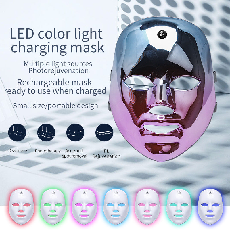 Portable rechargeable LED color light mask
