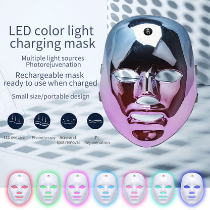 Portable rechargeable LED color light mask